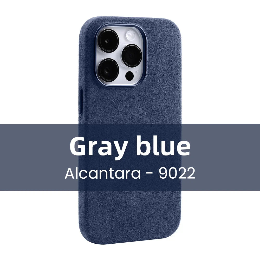 AlcantaLux™ Magnetic Case – Premium Suede Grip for iPhone 12–16