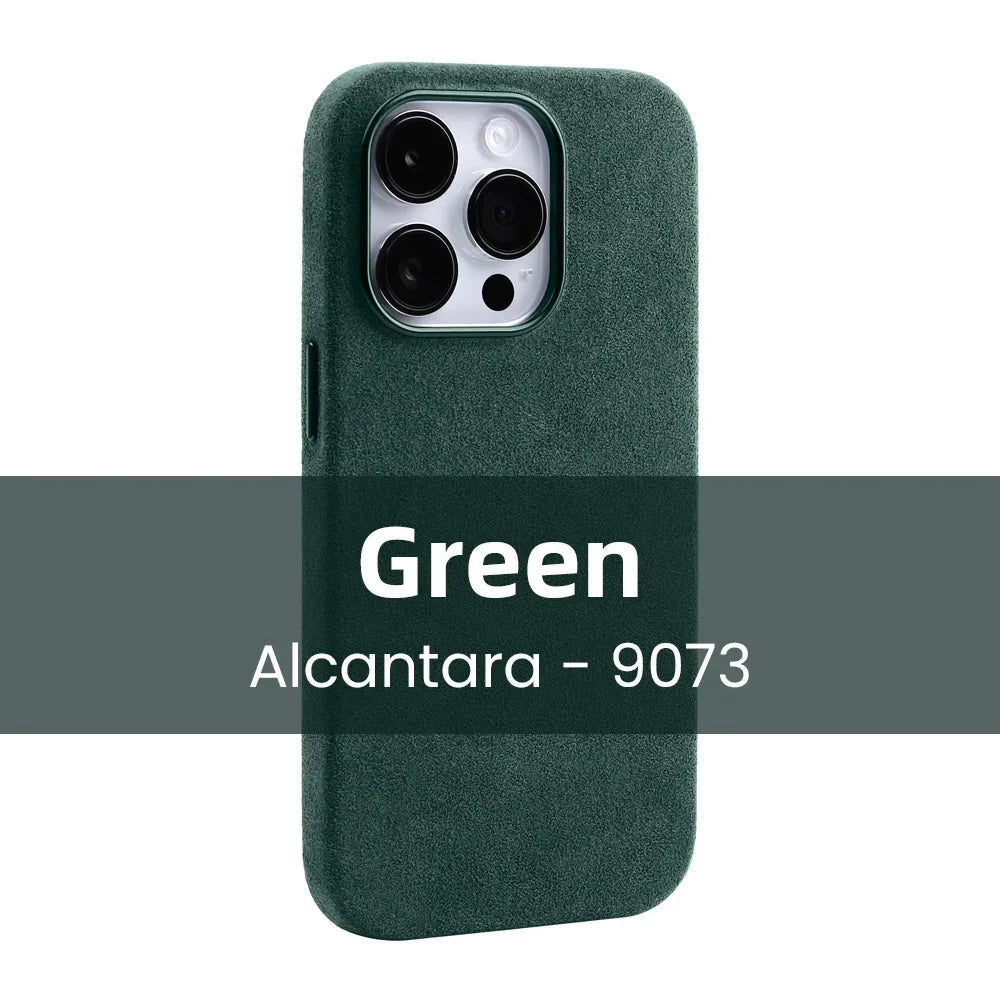 AlcantaLux™ Magnetic Case – Premium Suede Grip for iPhone 12–16