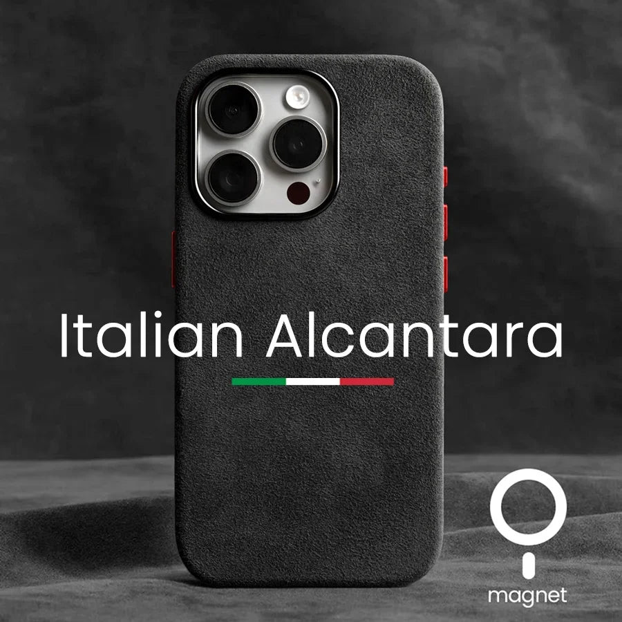 AlcantaLux™ Magnetic Case – Premium Suede Grip for iPhone 12–16